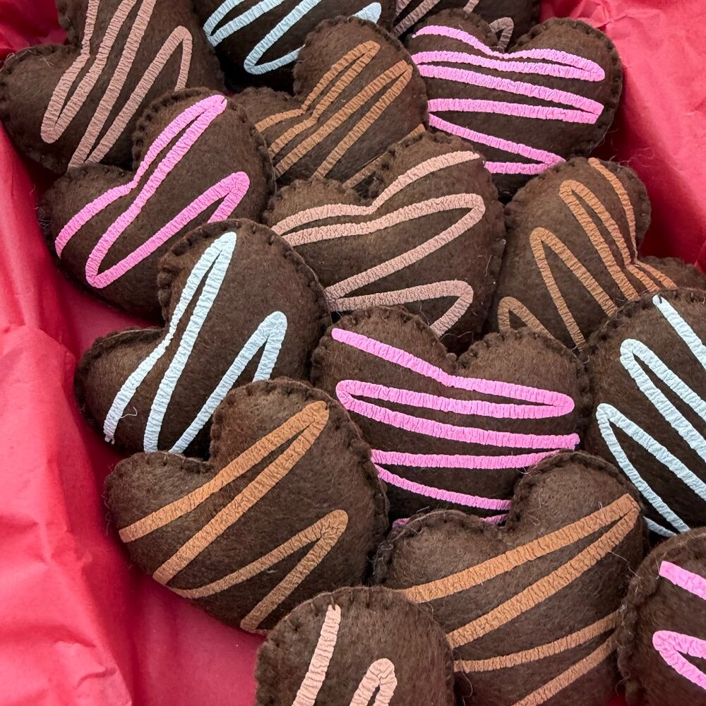 Valentine's day felt chocolate heart ornaments/ home decor